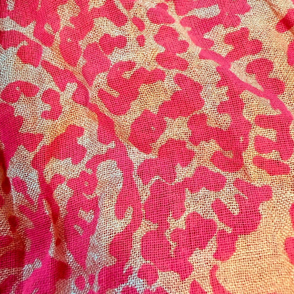 J.Crew Pink Floral and Beige Scarf 90s vibe - Picture 3 of 5